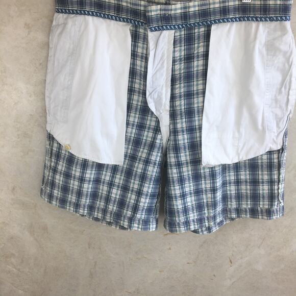 Vineyard By Shep & Ian Blue Green White Plaid Shorts  Men's Size - Picture 6 of 16